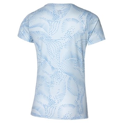 Camisa Mizuno Impulse Core Estampados Mujer - Blancos / Azules - Chile M813BICHEV